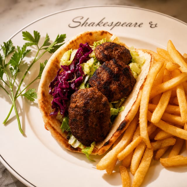 Lunch Kofte, Pita, Salad.